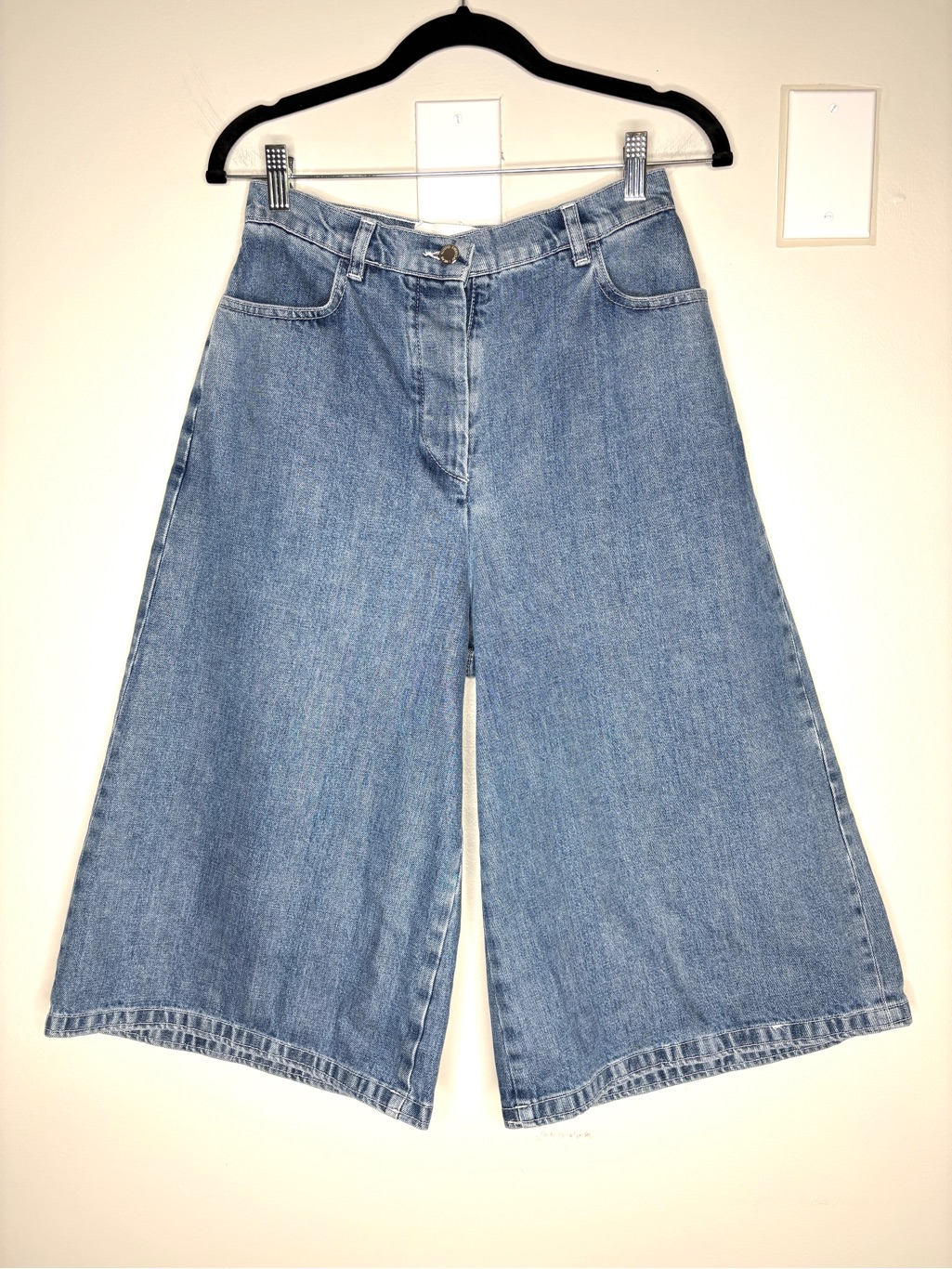 Nwt Sunnei Denim Culottes High Rise Wide Leg Shorts 100% Cotton Blue Size M — image 2 of 8